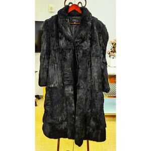 VTG Niki Women's Real Black Rabbit Fur Coat Size Large